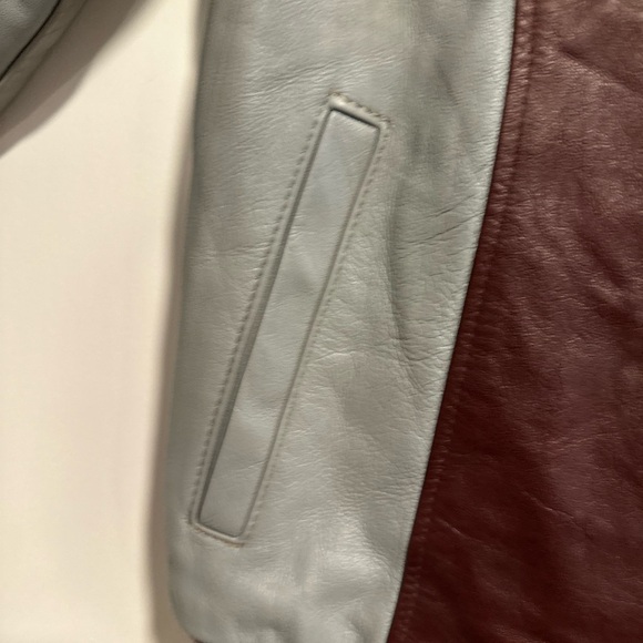 Vintage Mens Sz:M Indian Run Gray & Maroon Leather Motorcycle Jacket. Full Zip. - Picture 13 of 15